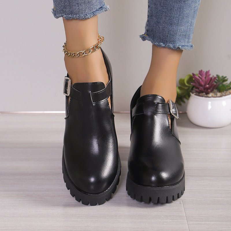 Damen Chunky Heels mit trendiger Schnalle und rutschfester Sohle EB