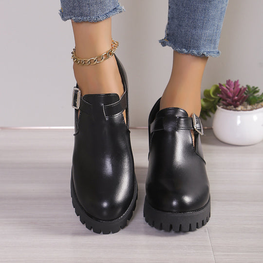 Damen Chunky Heels mit trendiger Schnalle und rutschfester Sohle EB