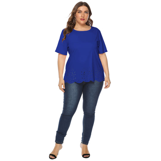 Damen luftiges Oberteil mit floralem Lochmuster EB