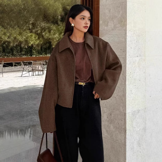 Damen elegante Kurzjacke aus weichem Material mit Oversize-Schnitten EB