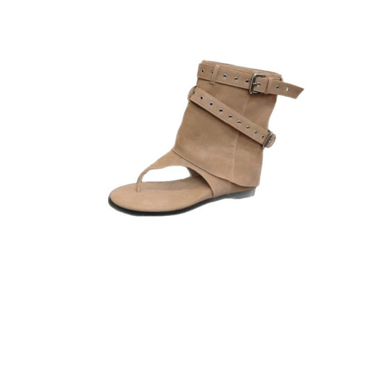 Damen dezente High-Top Sandalen mit dekorativen Schnallen EB