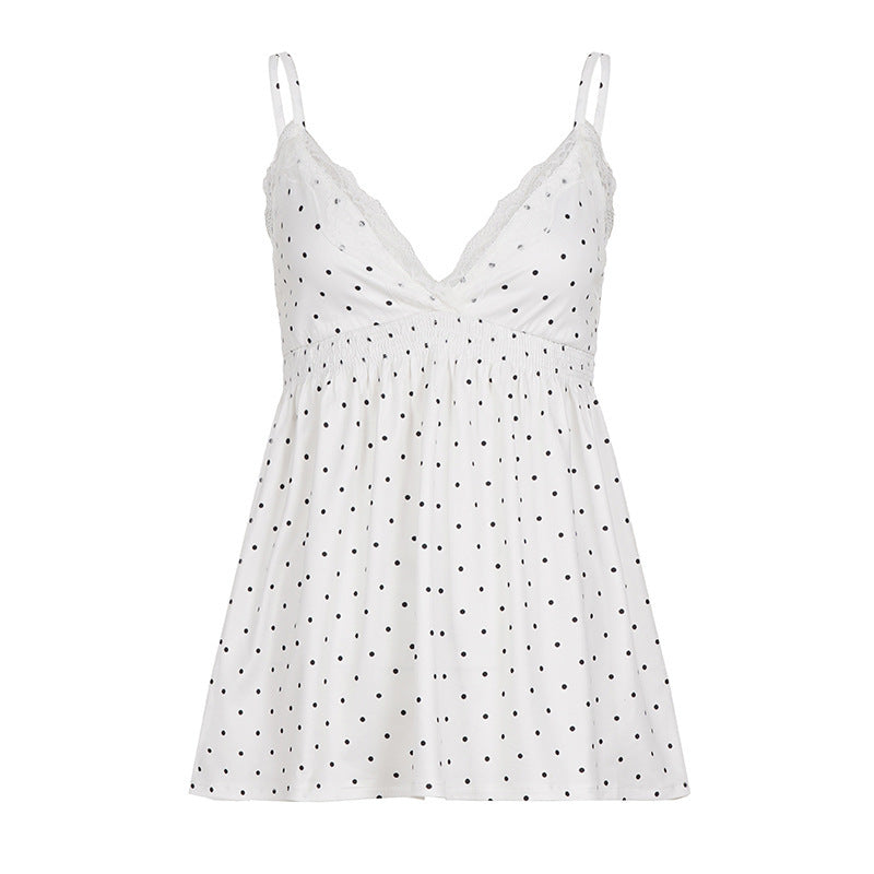 Damen Spaghetti-Top mit floralem Spitzenbesatz und elastischem Bund EB