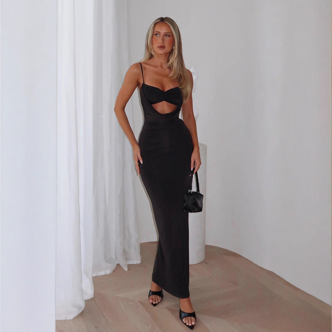 Damen Edles Maxikleid mit figurformendem Schnitt und raffiniertem Cut-Out EB