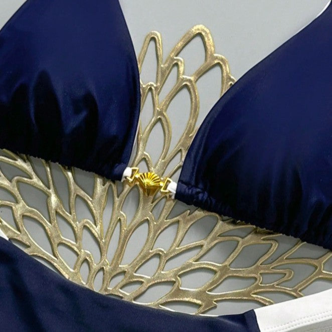 Damen Triangel-Bikini mit modischen Kontrastdetails EB
