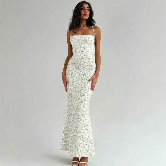 Damen Elegantes Maxikleid mit floralem Muster und schmalem Schnitt EB