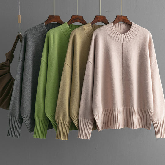 Damen Oversized Strickpullover mit Rippenbund EB