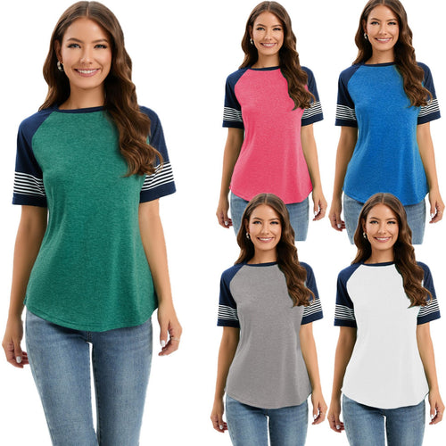Damen sportliches Raglan-T-Shirt mit Streifenmuster EB