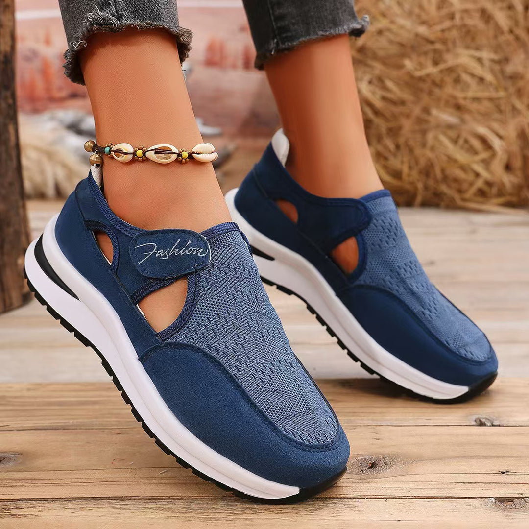 Damen Bequeme Slip-On Sneakers mit elastischem Riemen und innovativem Design EB