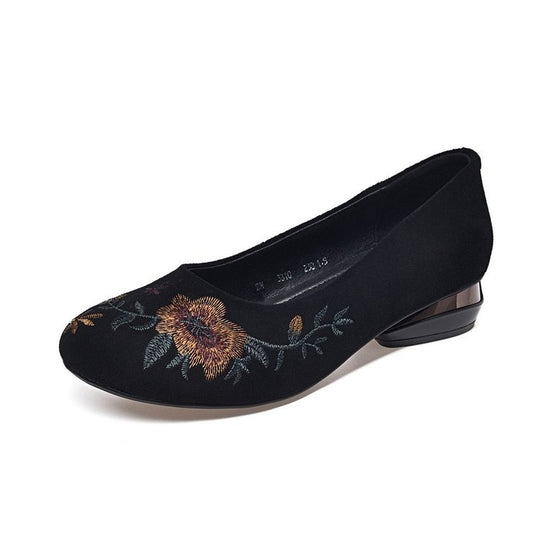 Damen Elegante Ballerinas mit floralem Stickdesign und weichem Futter EB