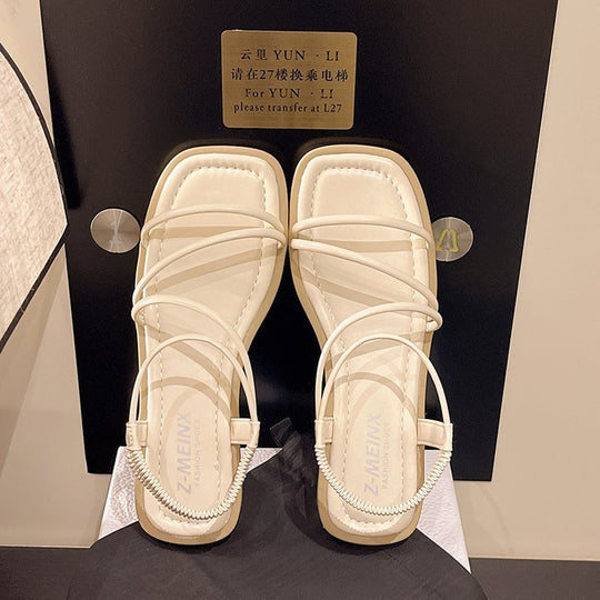 Damen Riemensandalen mit elegantem Raffung und komfortablem Fußbett EB