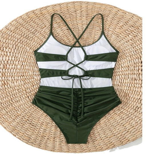 Damen Einteiler Badeanzug mit raffiniertem Raffung Design EB