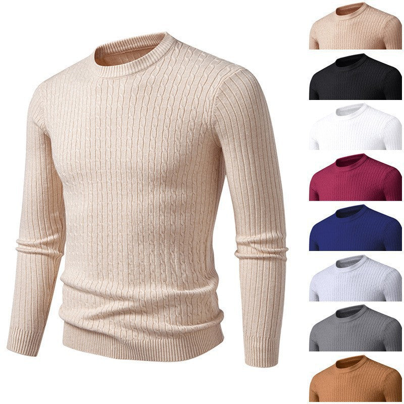 Herren modischer Strickpullover mit strukturiertem Zopfdesign EB
