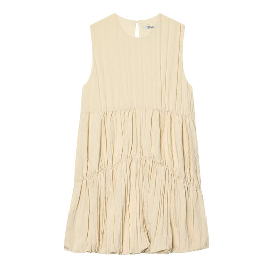 Damen luftiges Maxikleid mit plissierten Details und schmeichelndem Schnitt EB