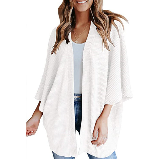 Damen lässiger Strickjacke im Waffelmuster EB