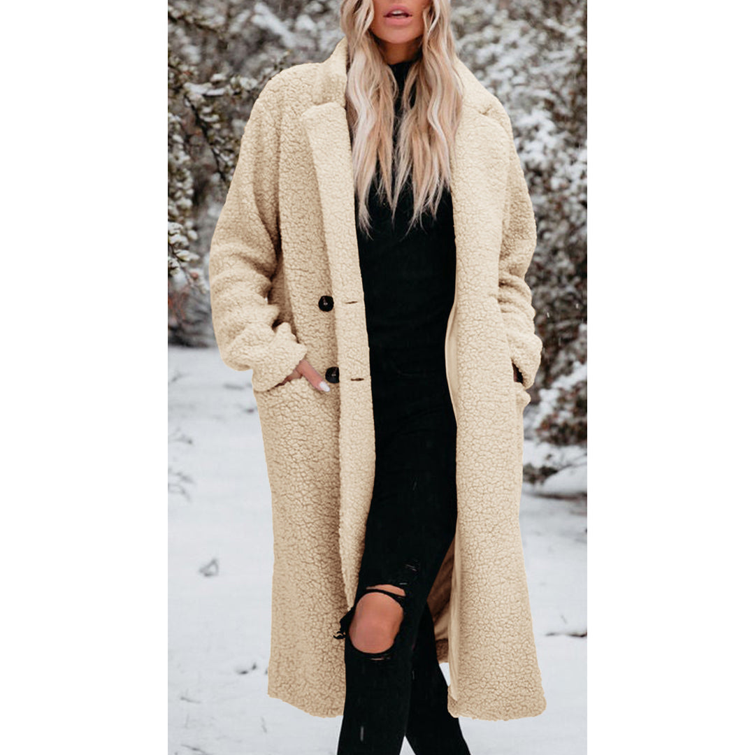 Damen Modischer Teddy-Mantel mit Knöpfen EB