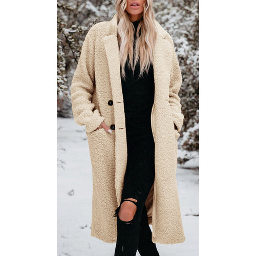 Damen Modischer Teddy-Mantel mit Knöpfen EB