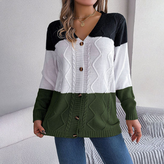 EB | Farbblock Strickjacke mit Modischem Stil