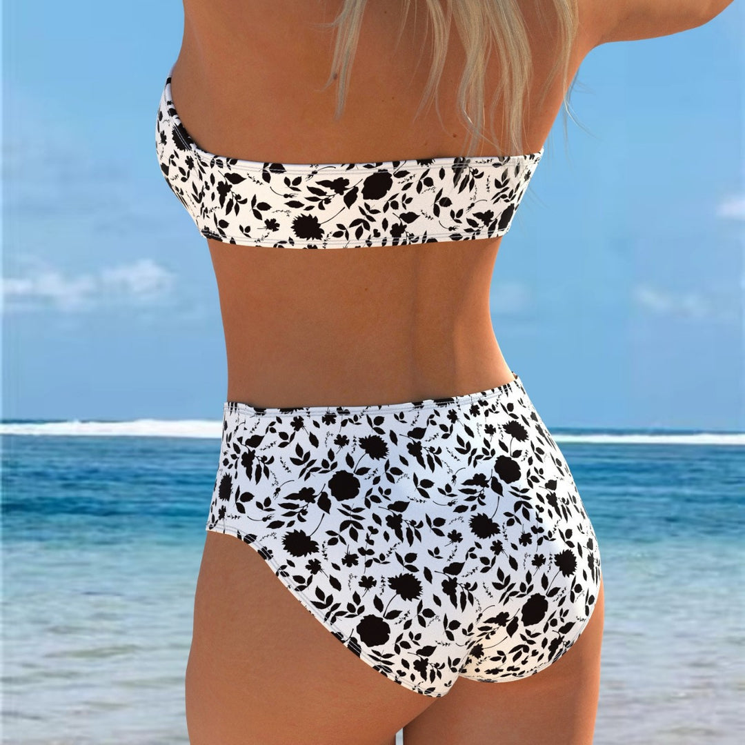 Damen Bikini-Set mit Bandeau-Oberteil und hohem Taillenbund EB