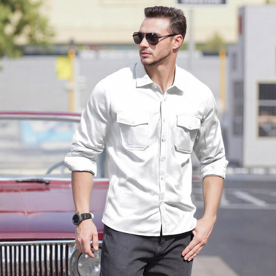 Herren Lässiges Langarmhemd mit praktischen Brusttaschen und modernem Schnitt EB