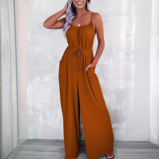 Damen Jumpsuit mit Schlaufen-Details und Taschen EB