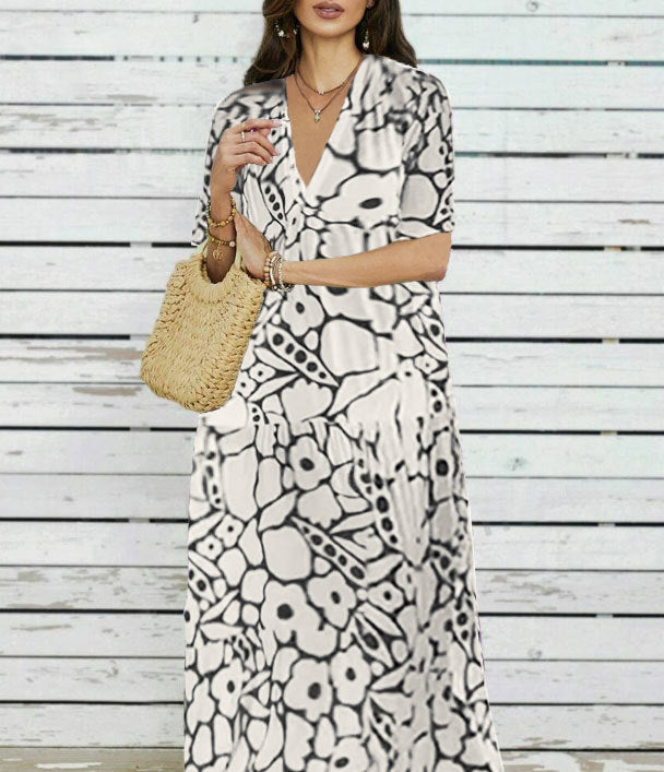 Damen Maxi-Kleid mit floralem Design und weitem Schnitt EB