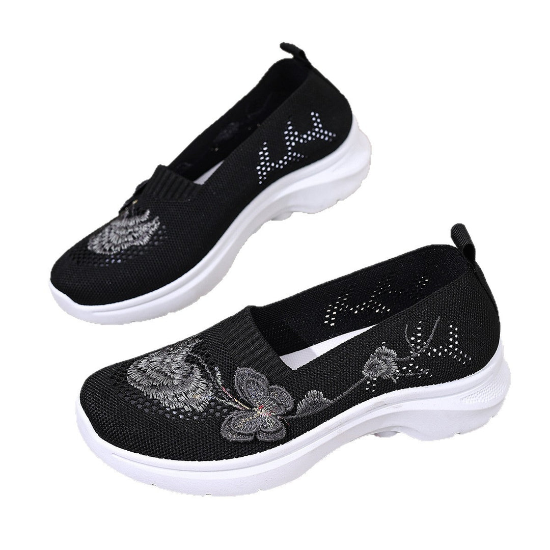 Damen Komfortable und atmungsaktive Slip-On Laufsohle mit floralem Dekor EB