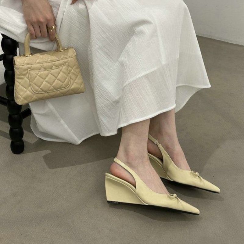 Damen elegante Wedgesandalen mit Schleifenverzierung EB