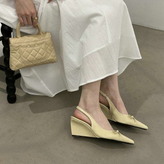 Damen elegante Wedgesandalen mit Schleifenverzierung EB