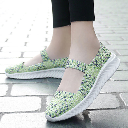 Damen Atmungsaktive Slip-On Freizeit-Schuhe mit elastischem Obermaterial EB