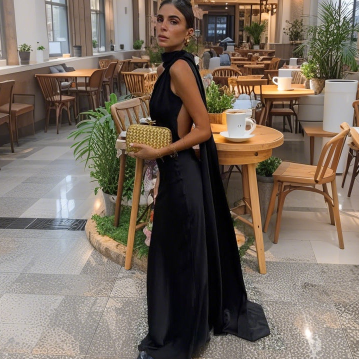 Damen elegantes Abendkleid mit asymmetrischem Schnitt und eindrucksvoller Drapierung EB