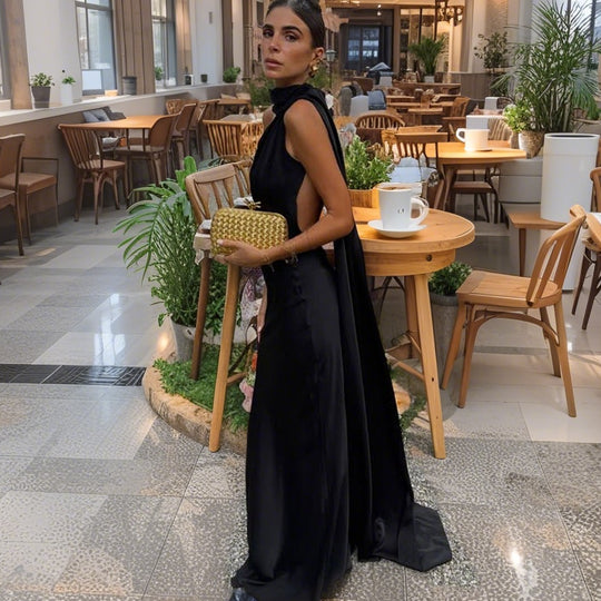 Damen elegantes Abendkleid mit asymmetrischem Schnitt und eindrucksvoller Drapierung EB