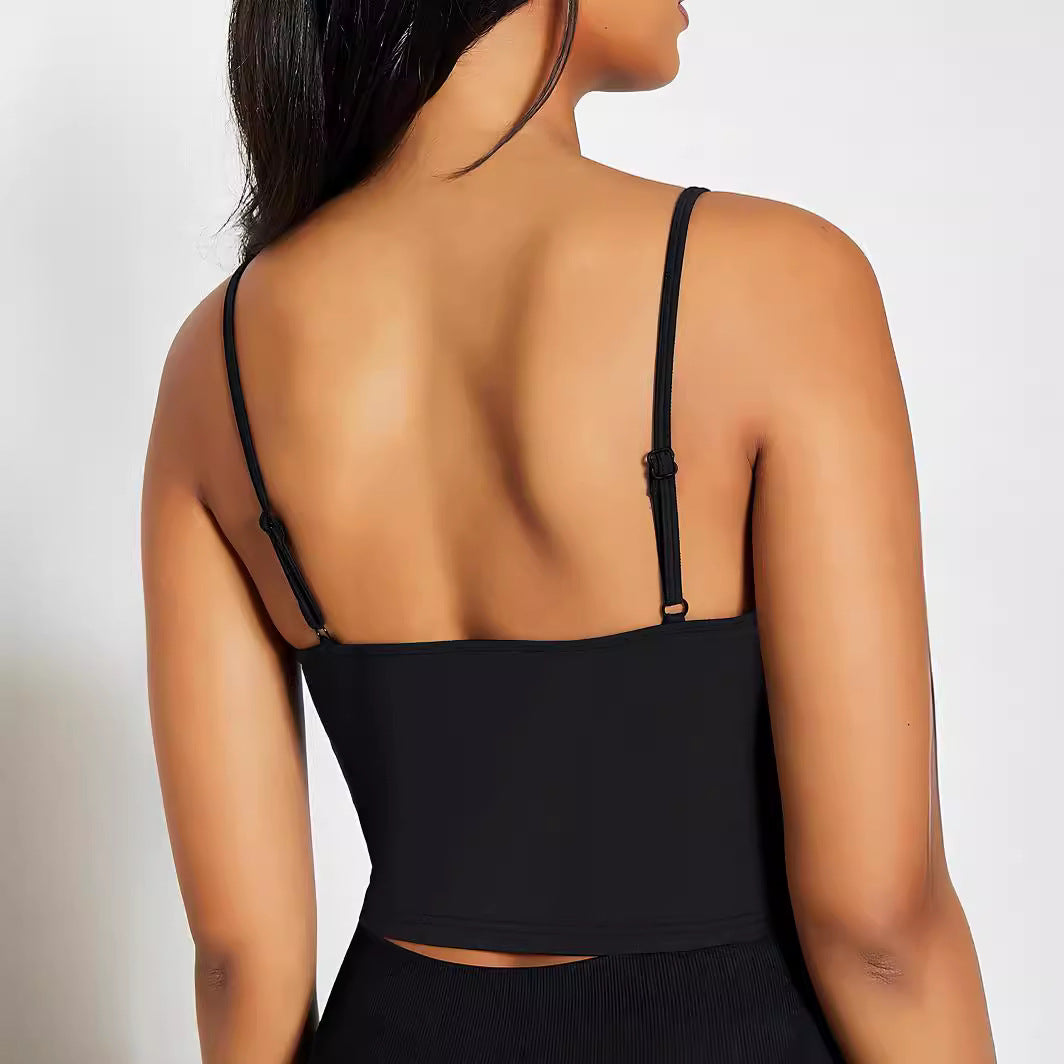 Damen Crop-Top mit motivierendem Statementdruck und feinen Spaghettiträgern EB