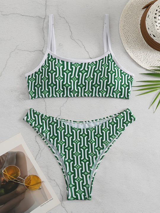 Damen Bikini-Set mit verträumtem geometrischem Muster EB