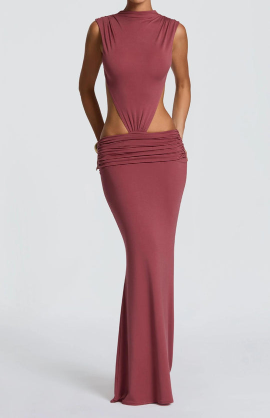 Damen Langes Maxi-Kleid mit raffinierten Cut-Outs und Raffung EB