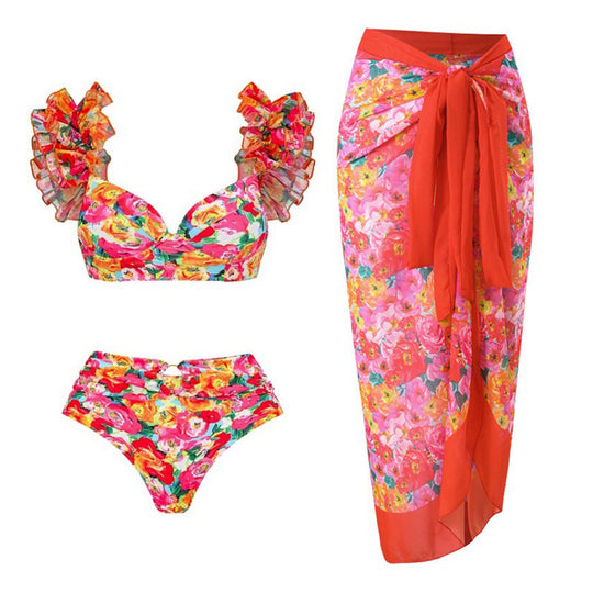 Damen Bikini-Set mit Rüschen und schickem Wickelrock EB