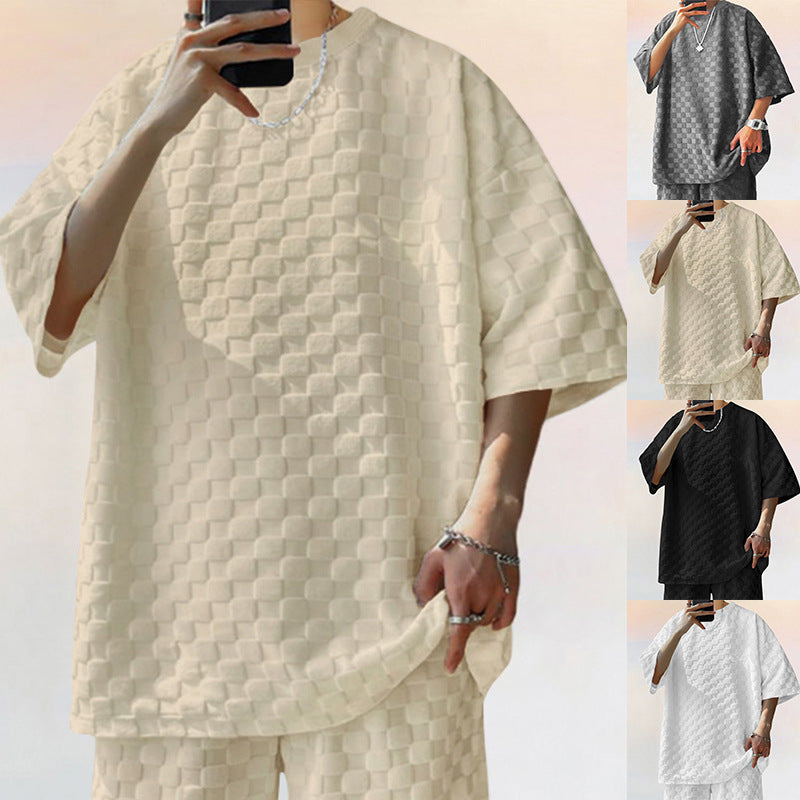 Herren lässiges Kurzarmshirt aus strukturierter Baumwolle EB