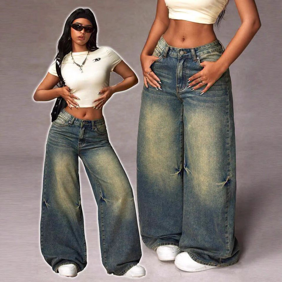 Damen Weite Bootcut-Jeans im lässigen Oversized-Schnitt EB