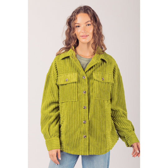 Damen lässige Cordjacke mit praktischen Taschen EB