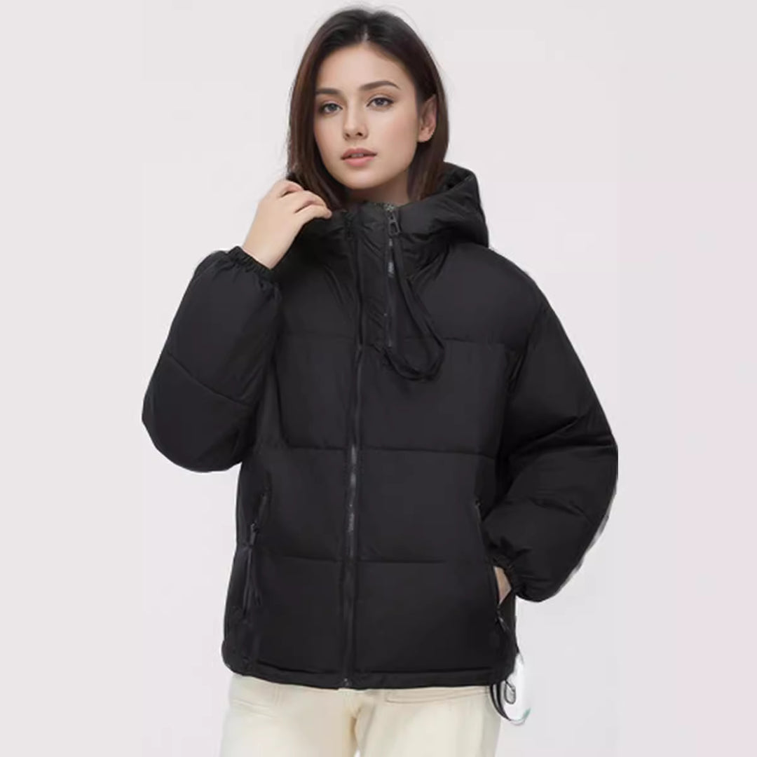Damen wasserabweisende Winterjacke mit verstellbarer Kapuze und praktischen Taschen EB