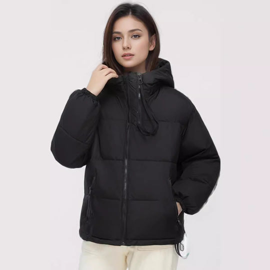 Damen wasserabweisende Winterjacke mit verstellbarer Kapuze und praktischen Taschen EB
