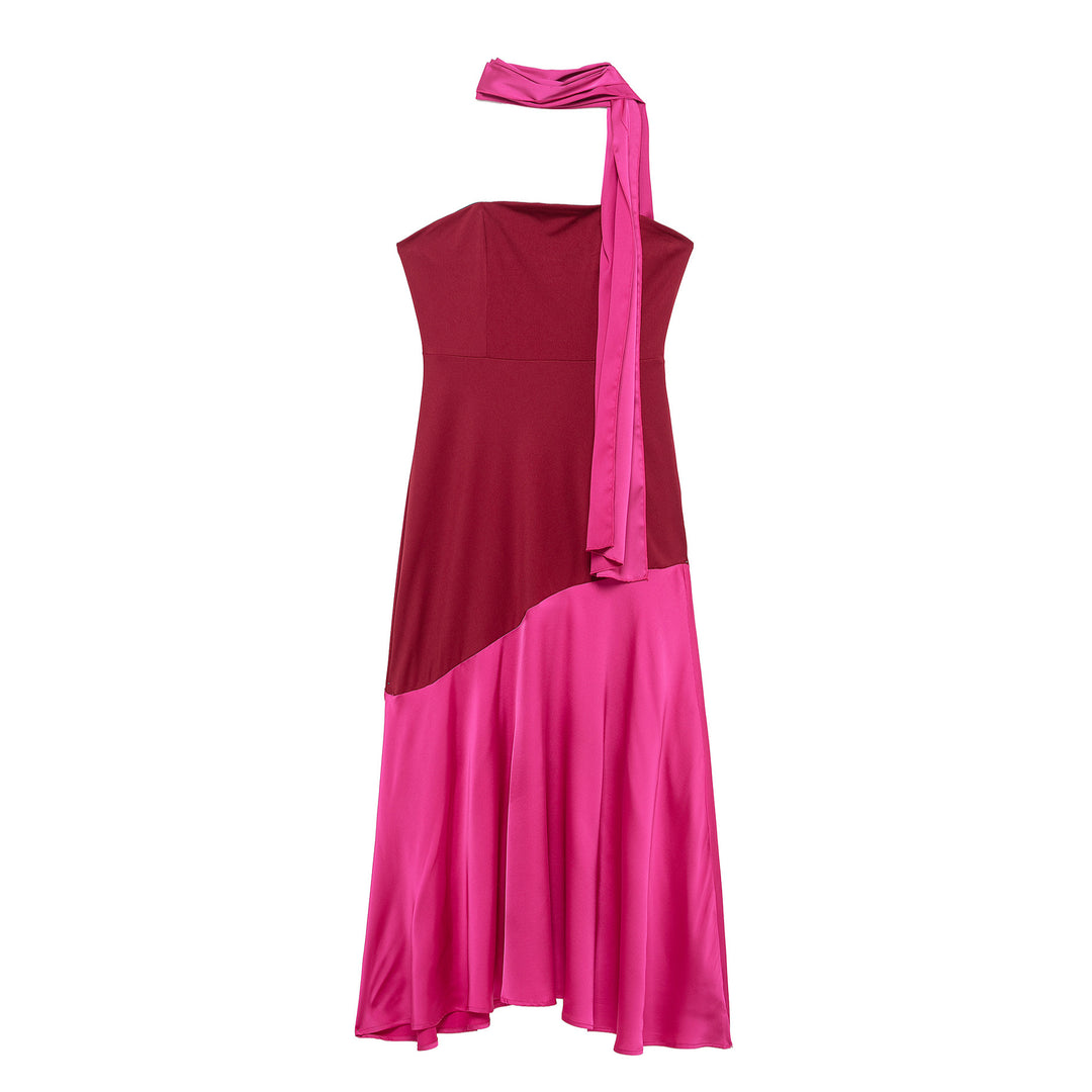 Damen Abendkleid mit asymmetrischem Schnitt und elegantem Überwurf EB