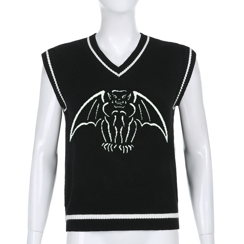 Damen Strickweste mit beeindruckendem Gothic-Motiv EB