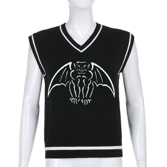 Damen Strickweste mit beeindruckendem Gothic-Motiv EB