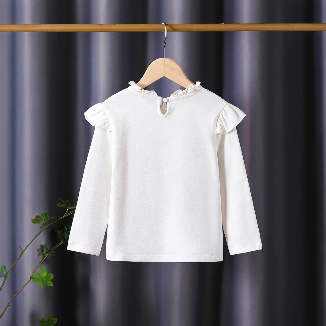 Damen Langarmshirt mit verspieltem Rüschendesign und dekorativem Blumenmotiv EB
