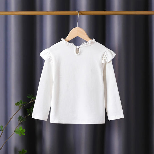 Damen Langarmshirt mit verspieltem Rüschendesign und dekorativem Blumenmotiv EB