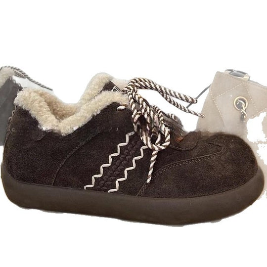 Damen Kuschelige Hausschuhe aus hochwertigem Wildleder mit flauschigem Innenfutter EB