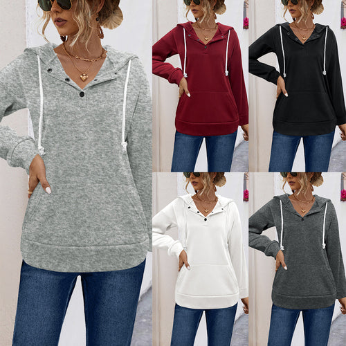 Damen Hoodie mit Knopfleiste und lässigem Schnitt EB