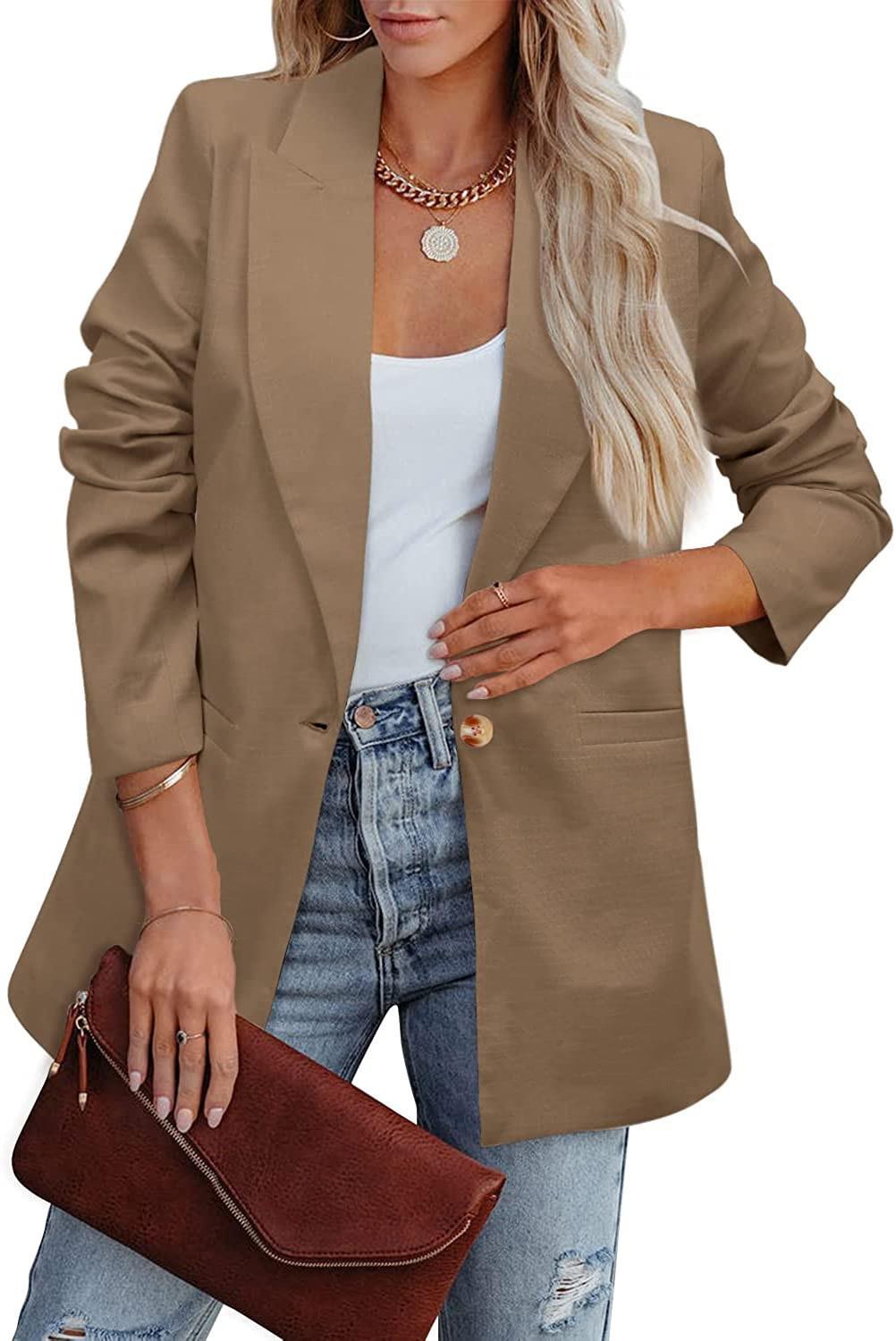 Damen Eleganter Freizeitblazer mit Lässigem Schnitt und Zwei Taschen EB