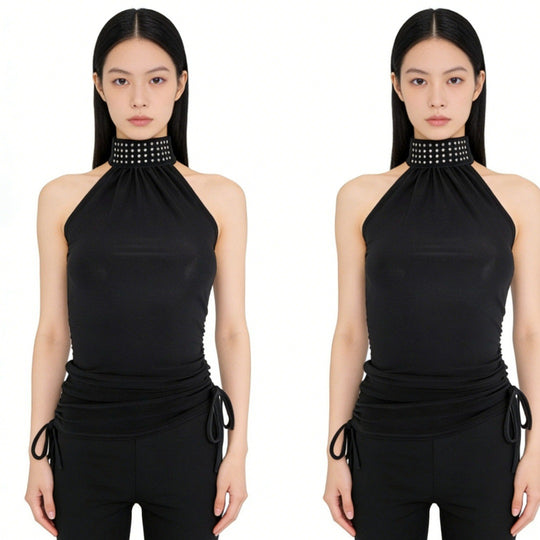 Damen Hochgeschlossenes Top mit Rüschendetails EB