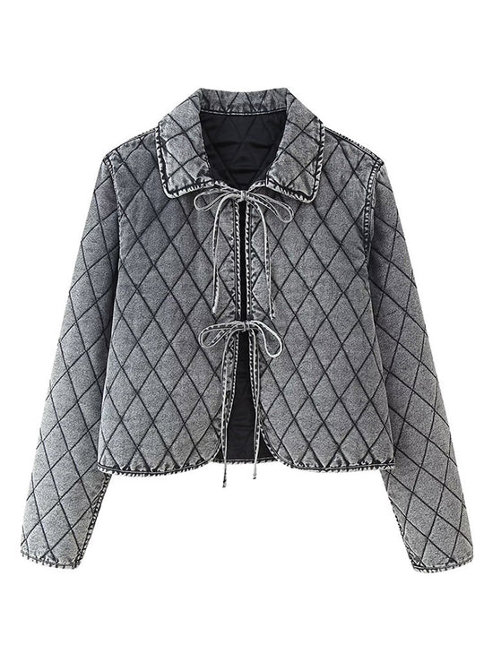 Damen gestepptes Kunstfell-Jacke mit tailliertem Schnitt und modernen Details EB